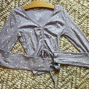 long sleeve purple shirt with flowers, hollister